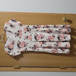 A line white and pink floral dress